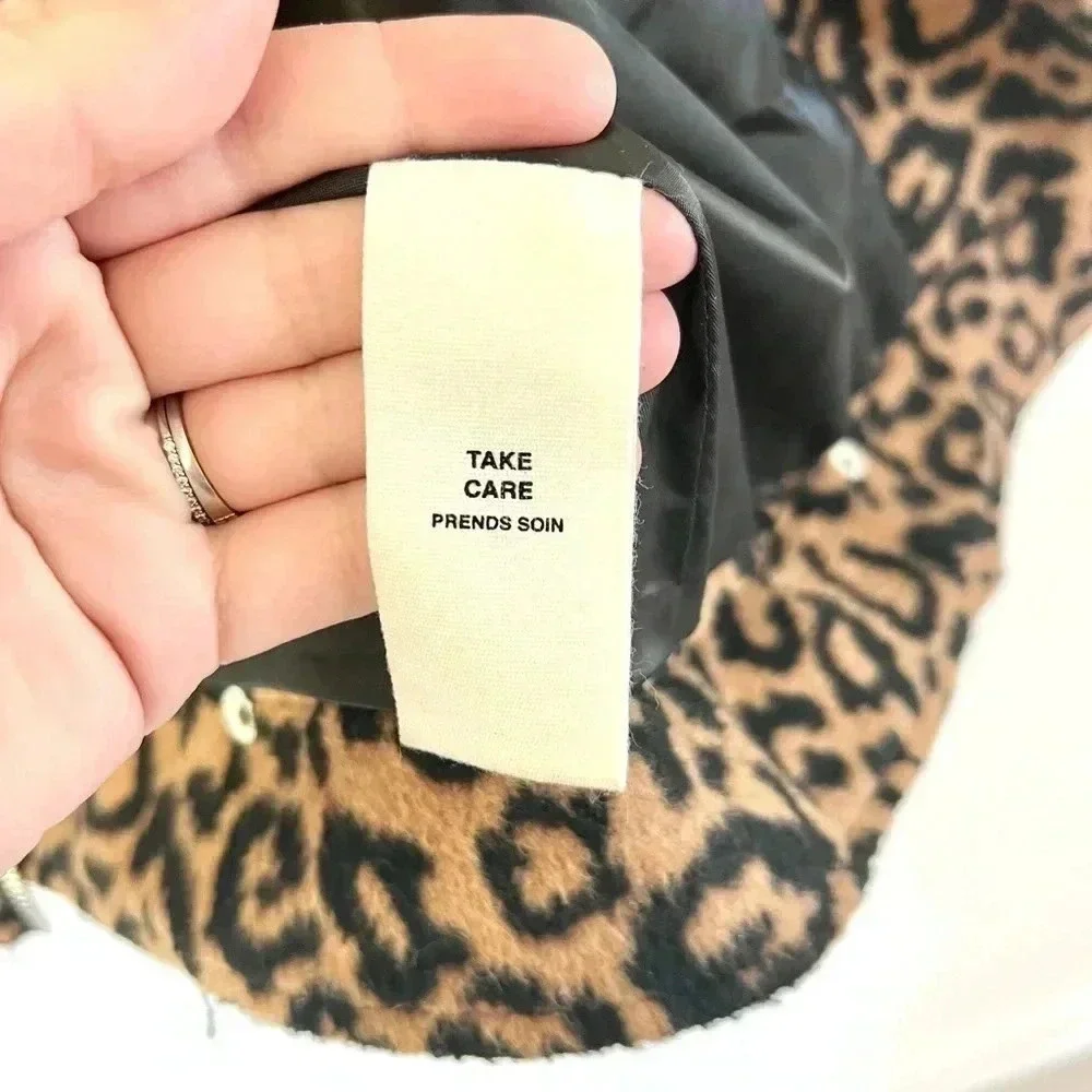 Avec Les Filles Leopard Print Full Zip Moto Biker Jacket Size‎ Small